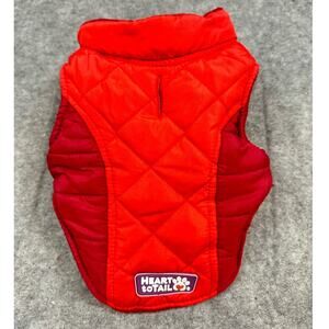Heart to Tail Red Quilted Pet Puffer Jacket Coat XS Colorblock
